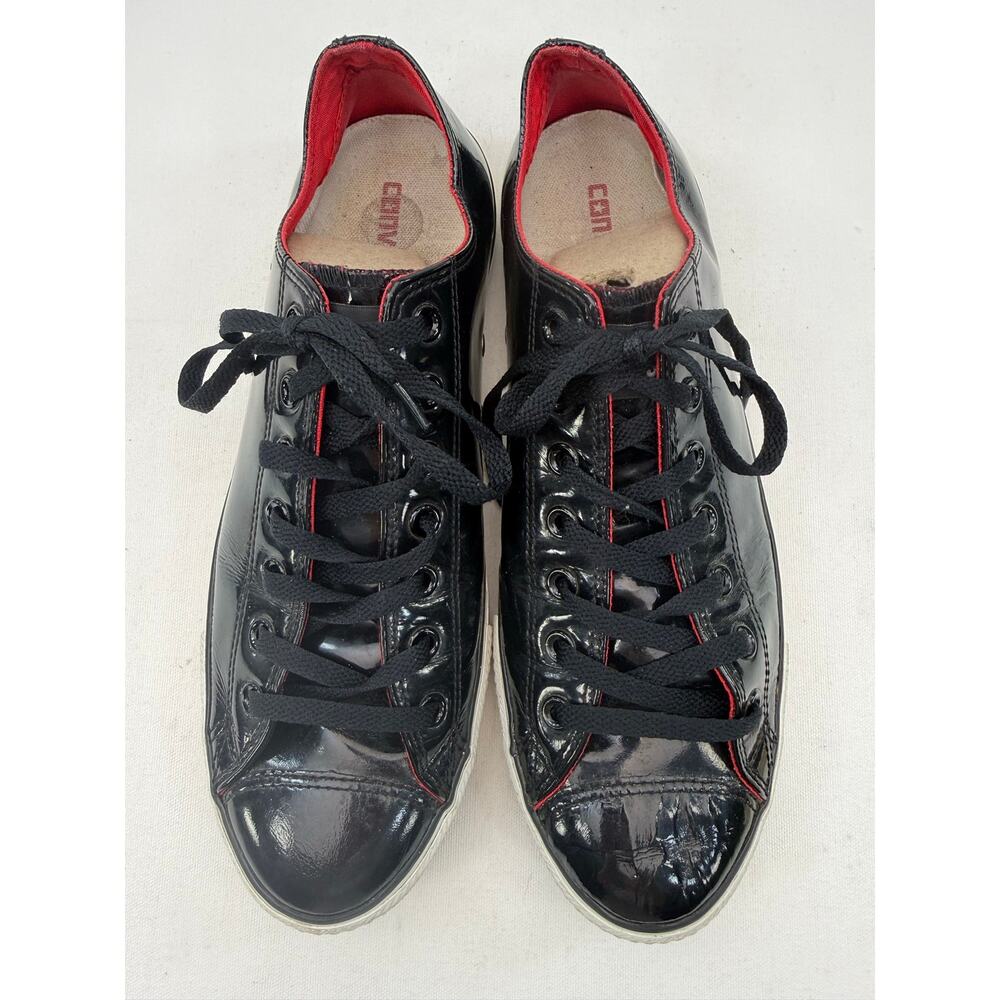 Converse All Star Vintage Y2K Black Patent Crinkle Leather Sneakers Men’s 11 Low